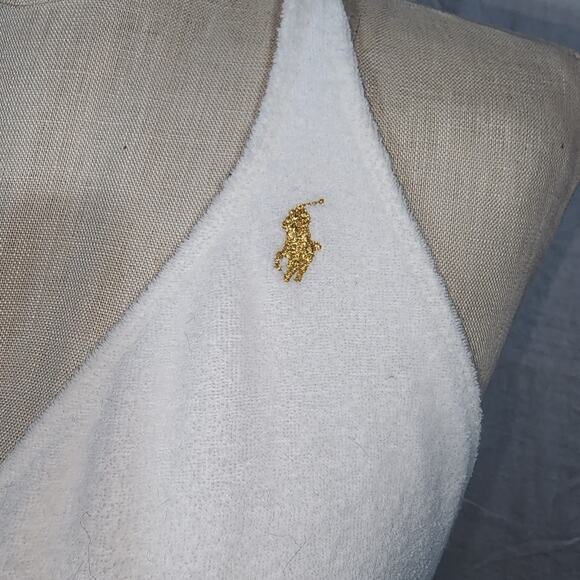 RALPH LAUREN sz L White Terry Cloth Halter Cover Up Dress Gold Pony - Picture 3 of 12